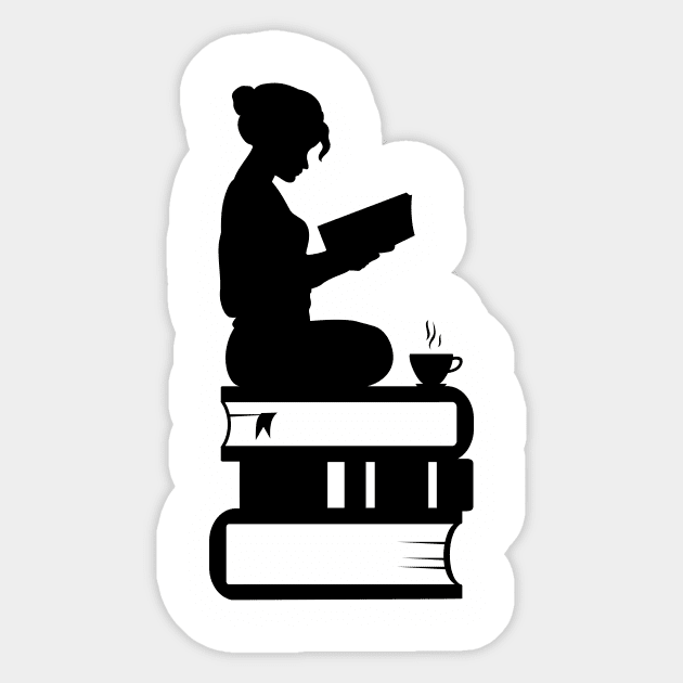 girl on books Sticker by Mstudio